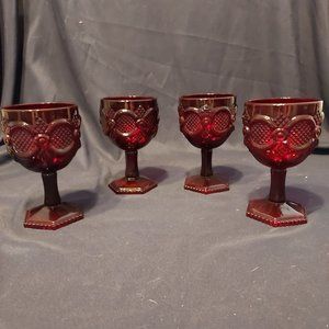 Vintage Ruby Red Wine Goblets
